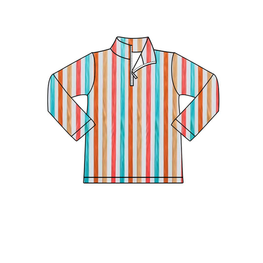 Baby Boys Blue Stripes Zip Pullovers Tops Preorder