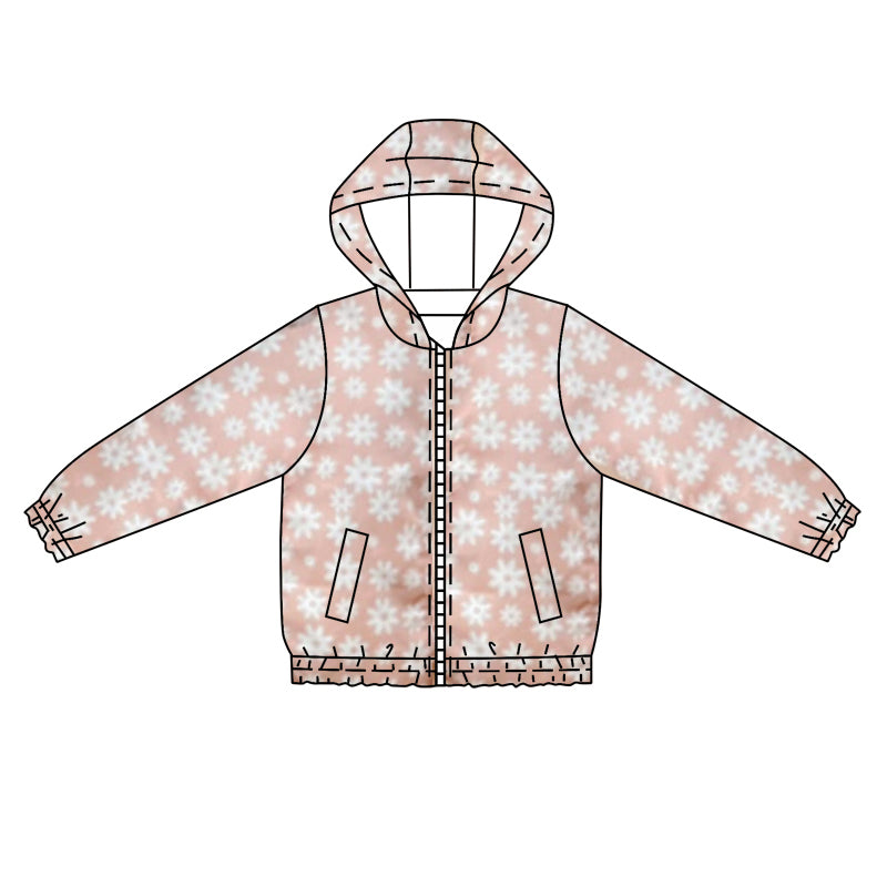 Baby Girls Pink Flowers Hooded Zip Tops Cardigan Preorder