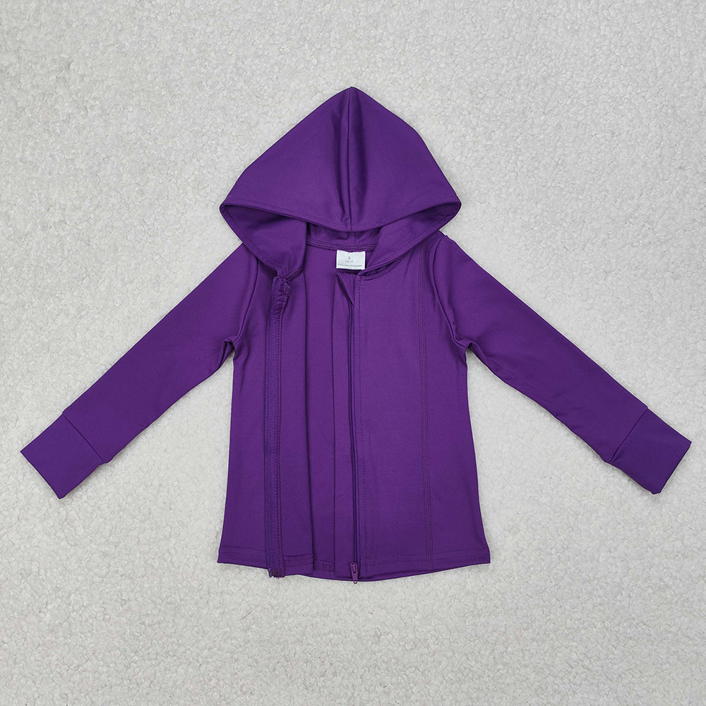 Baby Girls Purple Zip Hooded Tops Yoga Athletic Cardigan