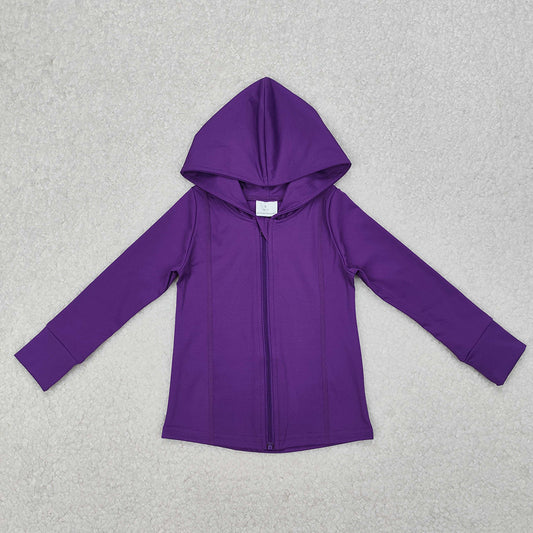 Baby Girls Purple Zip Hooded Tops Yoga Athletic Cardigan