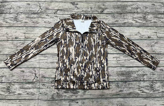 Adult Women Bottomland Camo Long Sleeve Tee Shirts Zip Pullovers Tops