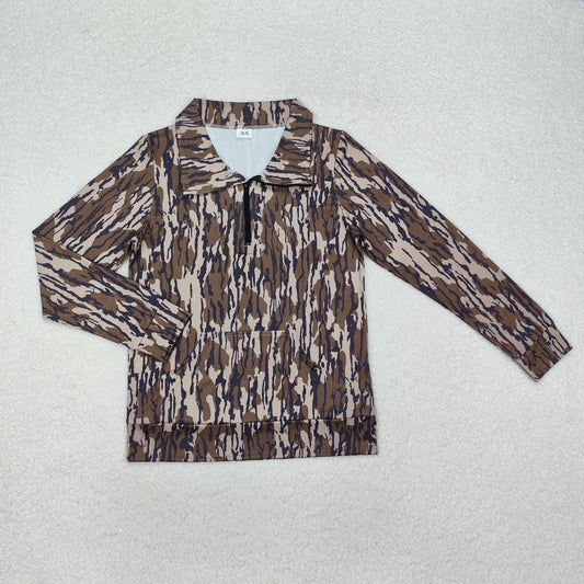 USA Shop Adult Women Olive Camo Zip Pullovers Top