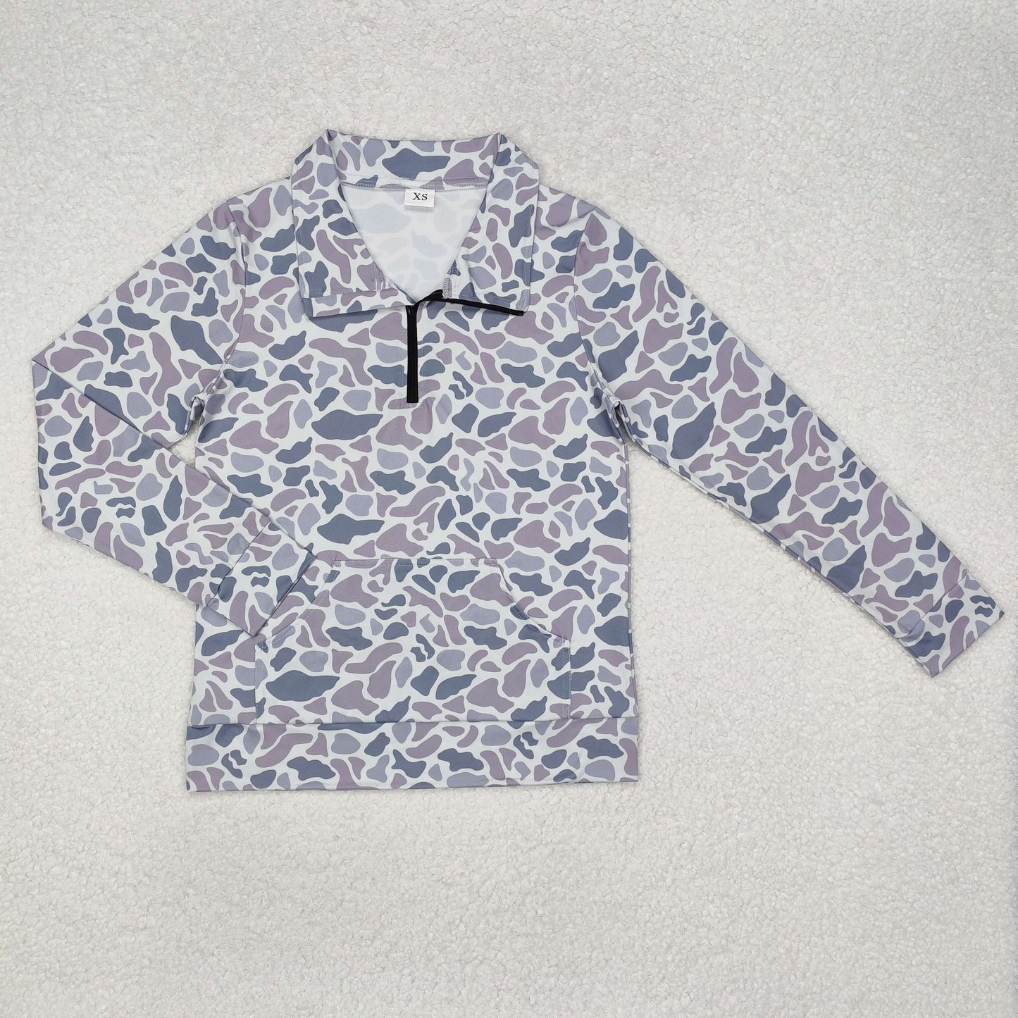 USA Shop Adult Women Light Grey Camo Zip Pullovers Top