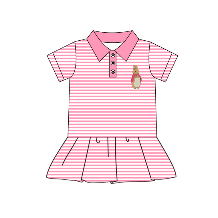 Baby Girls Easter Pink Stripes Bunny Short Sleeve Tee Shirts Tops Preorder