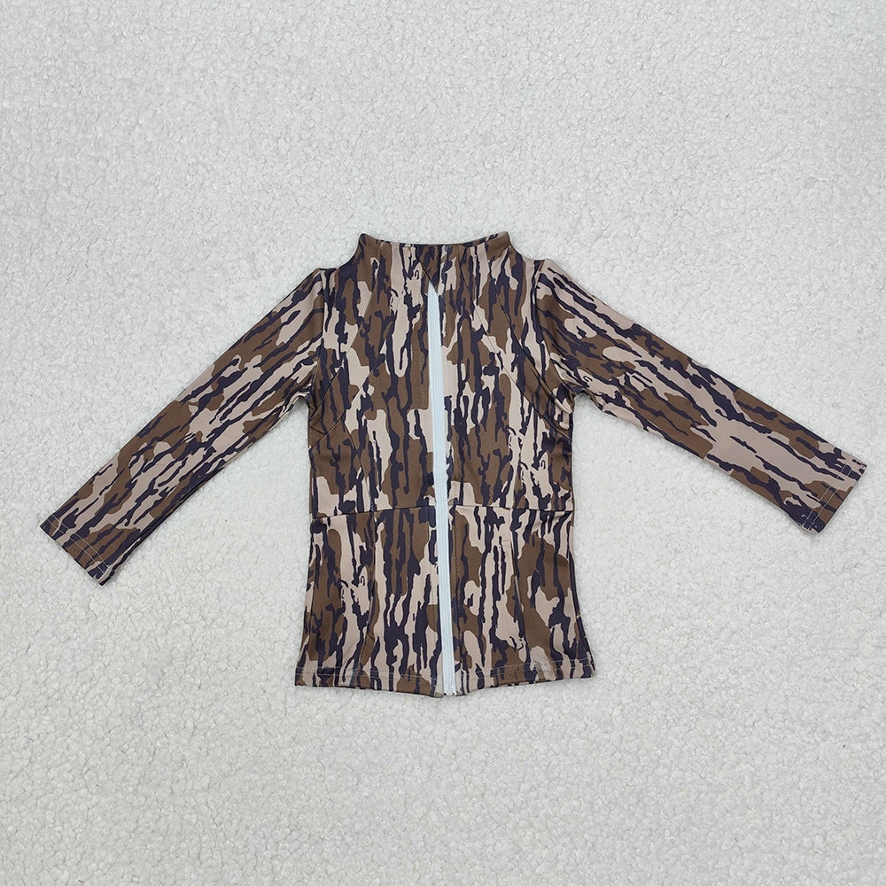 Baby Girls Long Sleeve Southern Wood Camo Yoga Active Zip Jackets Tops