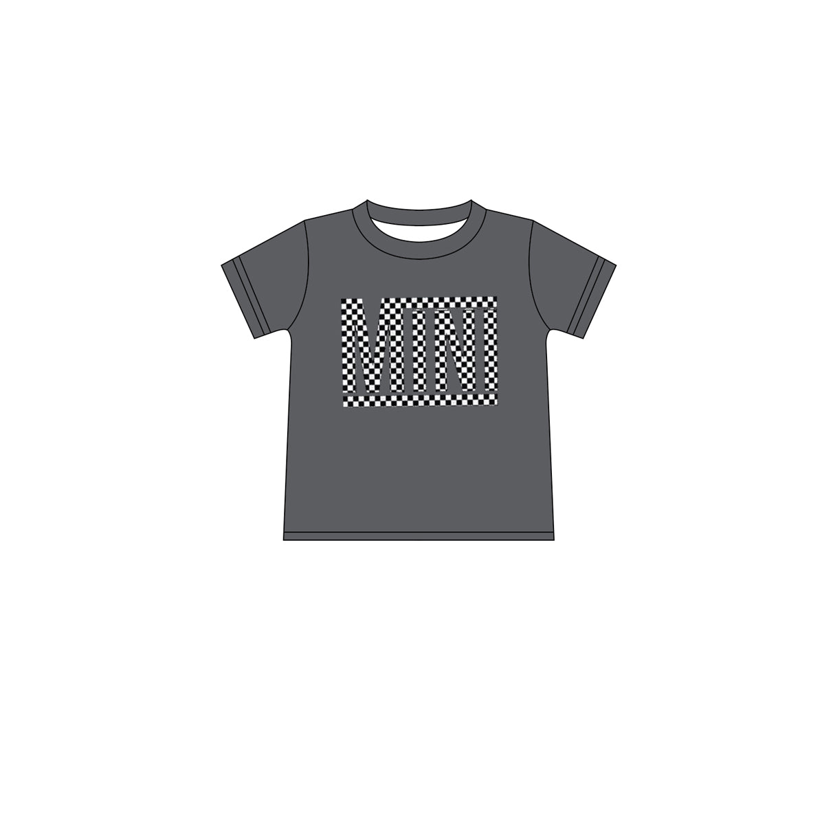 Baby Girls Grey Mini Checkered Short Sleeve Tee Shirts Tops Preorder