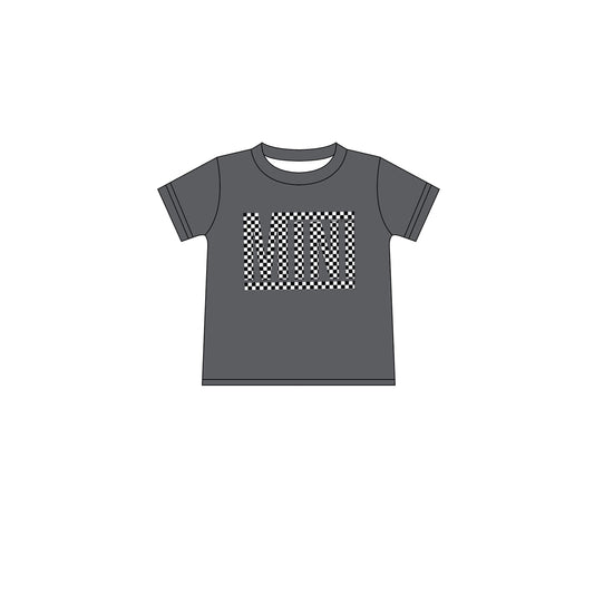 Baby Girls Grey Mini Checkered Short Sleeve Tee Shirts Tops Preorder