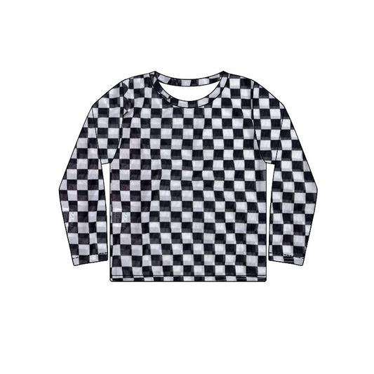 Baby Girls Black Checkered Long Sleeve Tee Shirts Tops Preorder