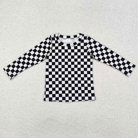 Baby Girls Black Checkered Long Sleeve Tee Shirts Tops