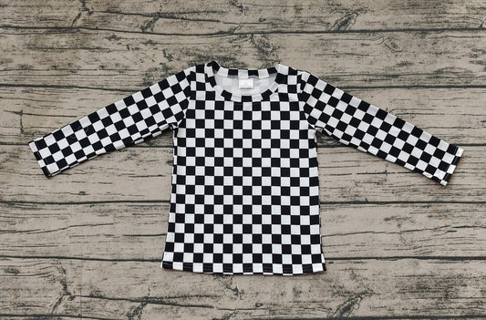 Baby Girls Black Checkered Long Sleeve Tee Shirts Tops Preorder