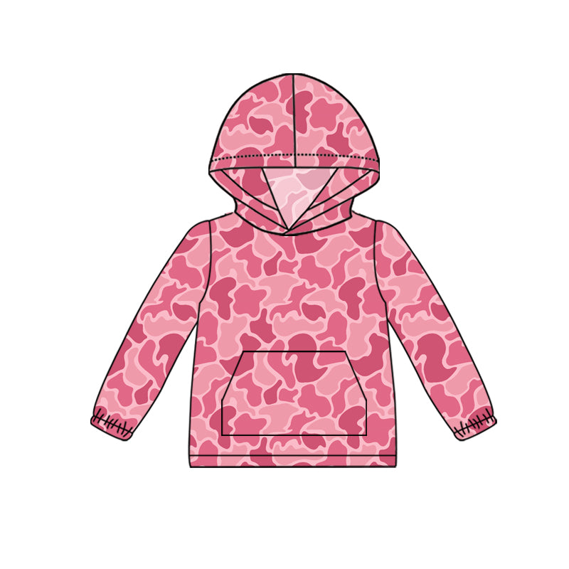 Baby Girls Pink Camo Hooded Long Sleeve Tee Shirts Tops Preorder