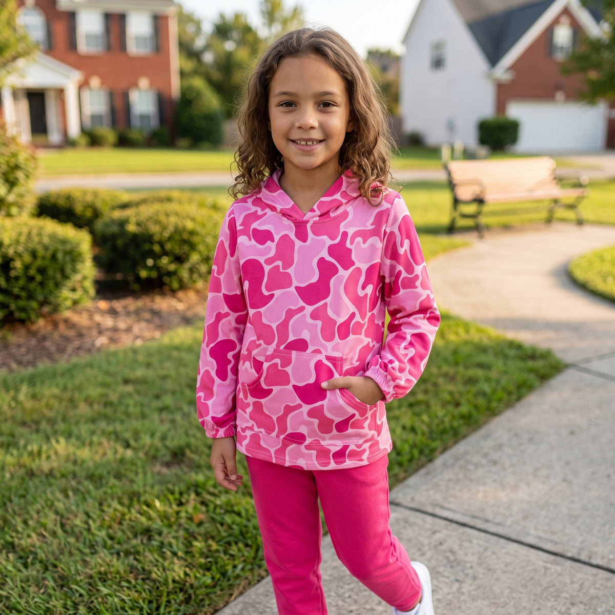 Baby Girls Long Sleeve Pink Camo Hoodies Tops