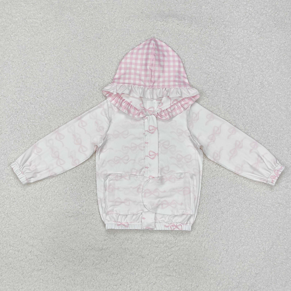 Baby Girls Pink Bows Hooded Top Zip Tops