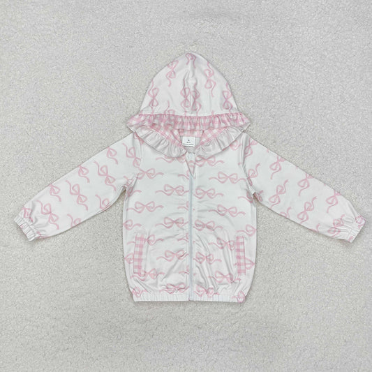 Baby Girls Pink Bows Hooded Top Zip Tops Jackets Cardigans