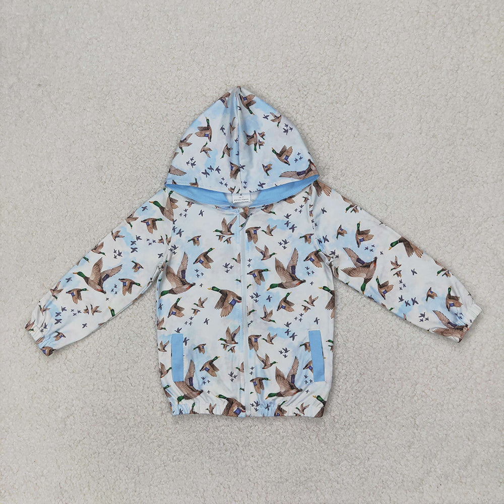 Baby Boys Ducks Mallard Hunting Blue Hooded Top Zip Tops