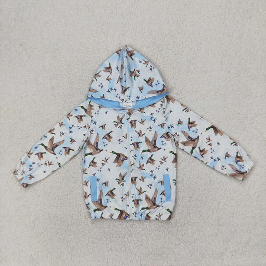 Baby Boys Ducks Mallard Hunting Blue Hooded Top Zip Tops