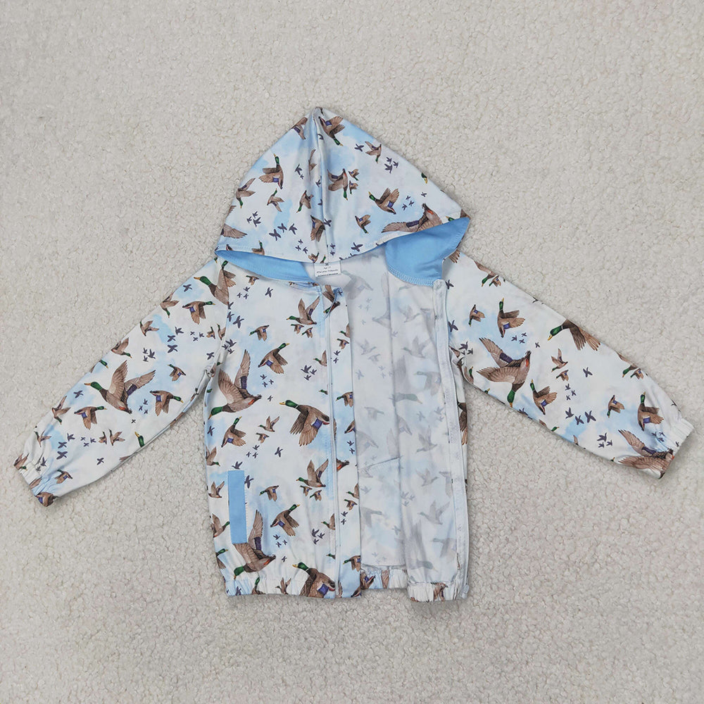 Baby Boys Ducks Mallard Hunting Blue Hooded Top Zip Tops