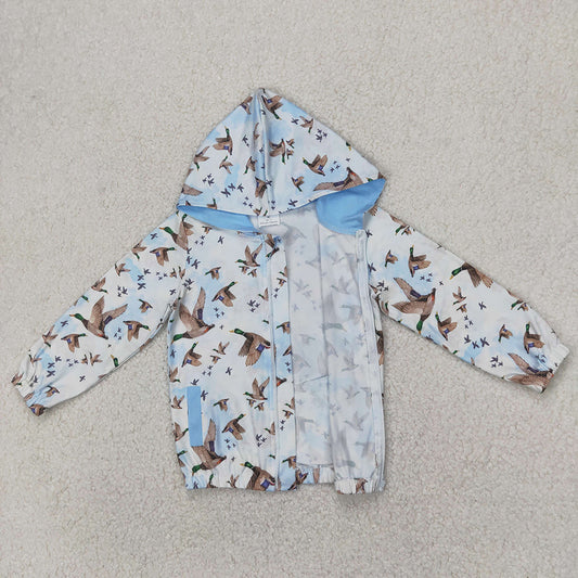 Baby Boys Ducks Mallard Hunting Blue Hooded Top Zip Tops