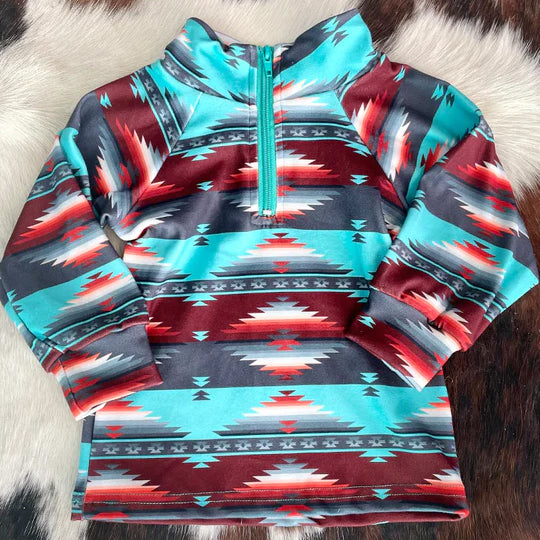 Baby Girls Blue Aztec Western Clothing Long Sleeve Tee Shirts Tops Preorder