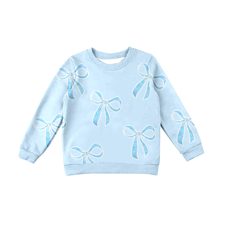 Adult Women Blue Bows Long Sleeve Tee Shirts Tops Preorder