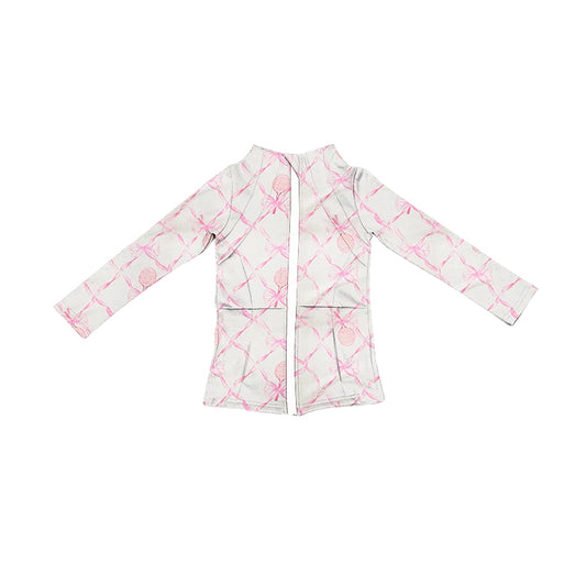 Baby Girls Pink Tennis Bows Yoga Zip Tops Preorder