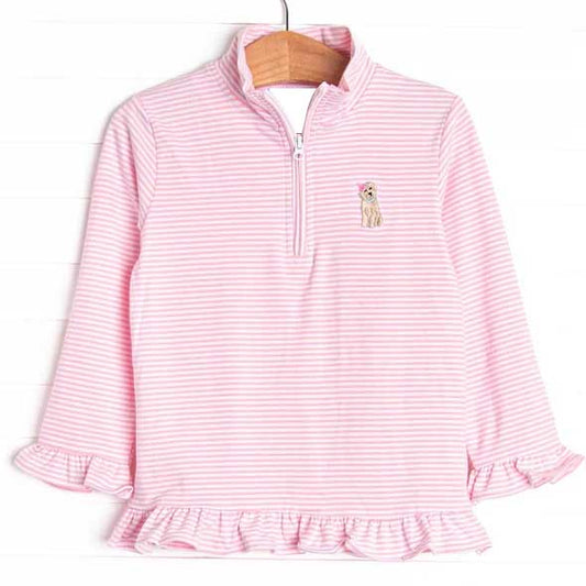 Baby Girls Pink Dog Long Sleeve Zip Pullovers Tops Preorder