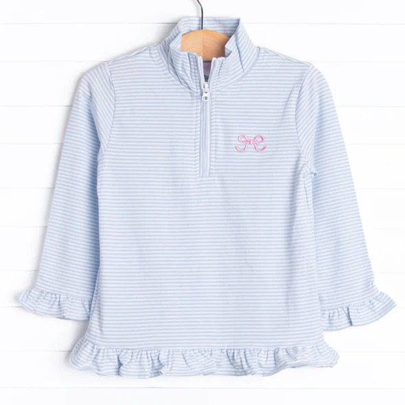 Baby Girls Blue Bow Long Sleeve Zip Pullovers Tops Preorder