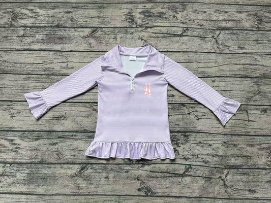 Baby Girls Lavender Dance Shoes Long Sleeve Zip Pullovers Tops Preorder