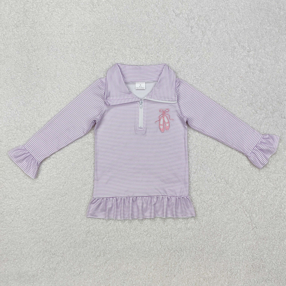 Baby Girls Lavender Dance Shoes Long Sleeve Zip Pullovers Tops