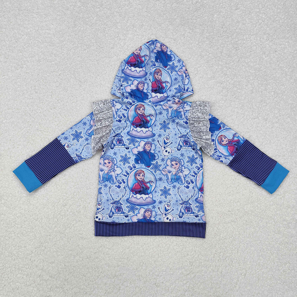 Baby Girls Princess Blue Hooded Tee Shirts Tops