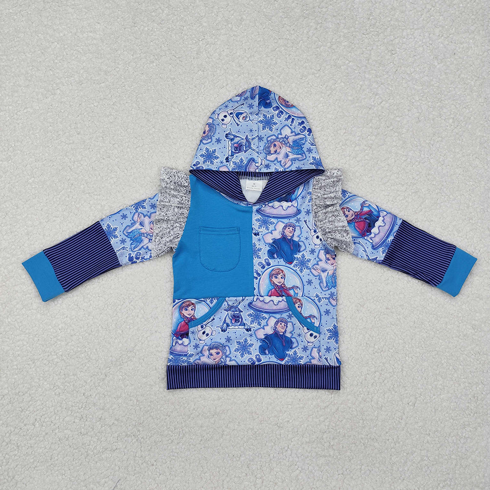 Baby Girls Princess Blue Hooded Tee Shirts Tops