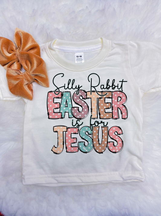 Baby Girls Silly Rabbit Easter Jesus Short Sleeve Tee Shirts Tops Preorder