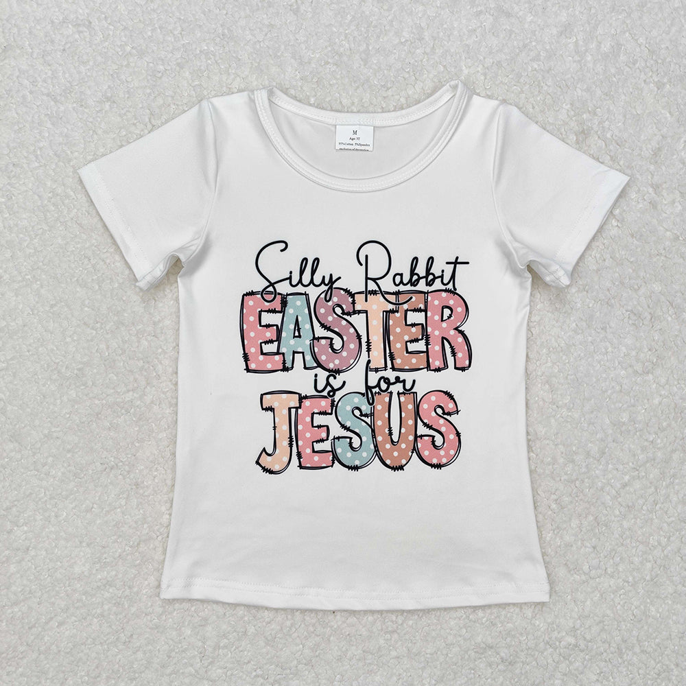 Baby Girls Silly Rabbit Easter Jesus Short Sleeve Tee Shirts Tops