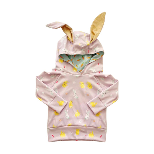 Baby Girls Easter Pink Rabbits Long Sleeve Hooded Ears Tops Preorder
