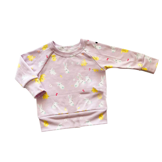Baby Girls Easter Pink Rabbits Long Sleeve Raglan Tops