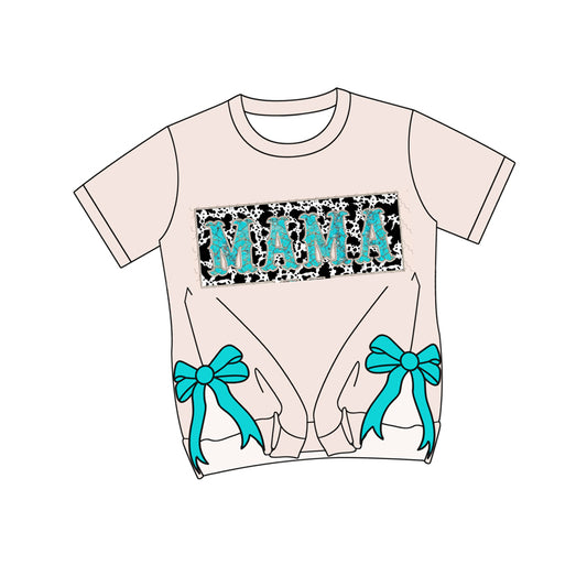 Adult Women Mama Bows Short Sleeve Tee Shirts Tops Preorder
