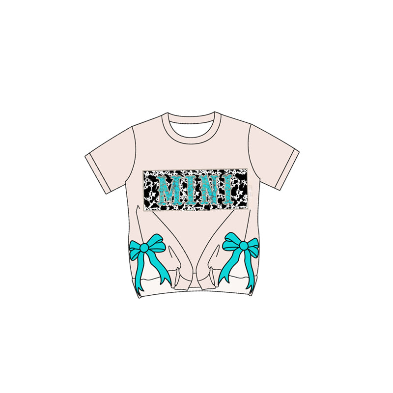 Baby Girls Mini Cow Bows Short Sleeve Tee Shirts Tops Preorder