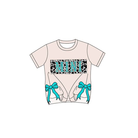 Baby Girls Mini Cow Bows Short Sleeve Tee Shirts Tops Preorder
