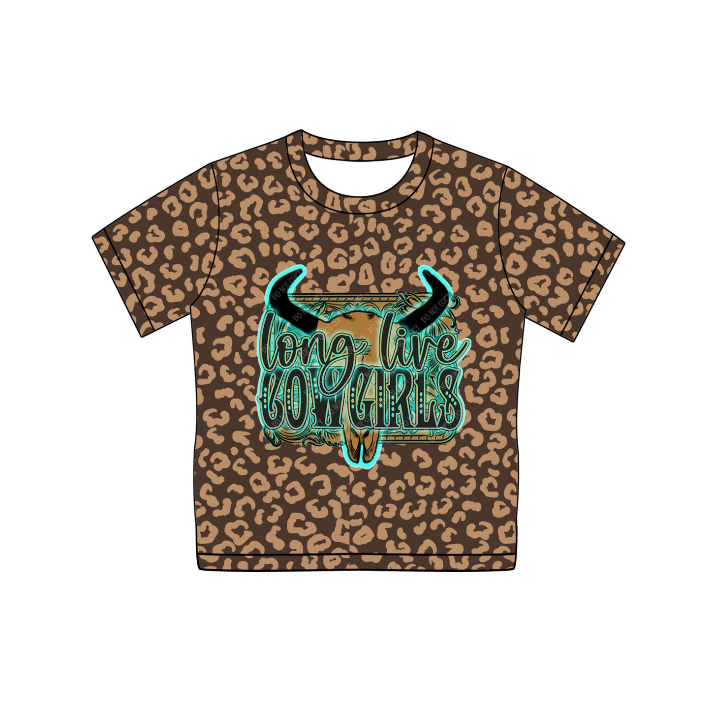 Baby Girls Leopard Long Live Cowgirls Short Sleeve Tee Shirts Tops Preorder