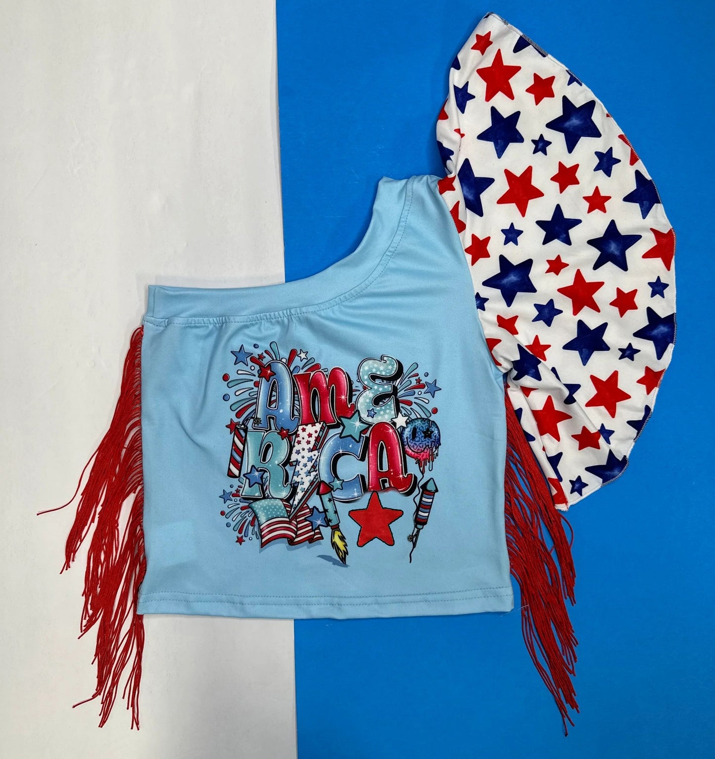 Baby Girls 4th Of July Stars America Fringe Tops Preorder