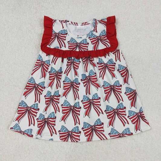 Baby Girls 4th Of July Bow Ruffles Tunic Tops