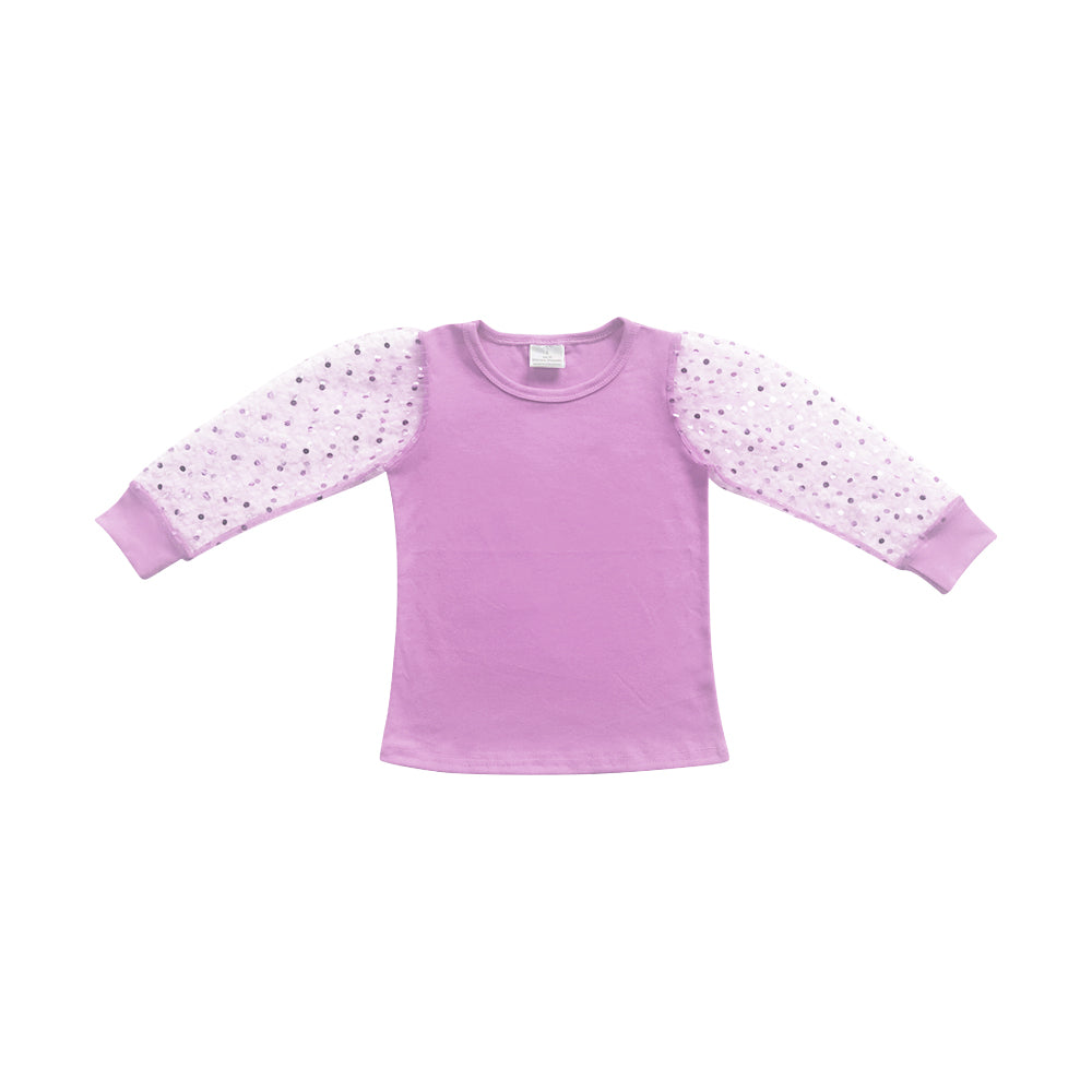 Baby Girls Lavender Sequin Long Sleeves Shirts Top Preorder