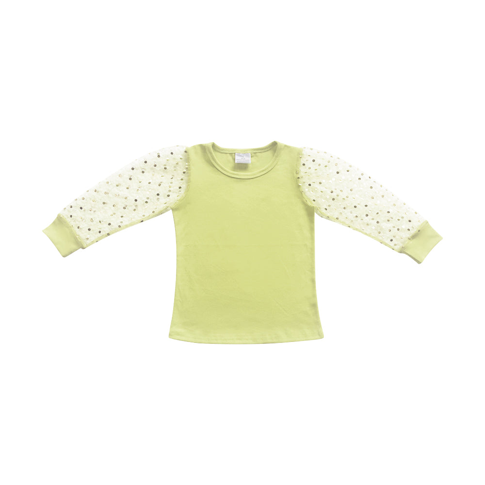 Baby Girls Yellow Sequin Long Sleeves Shirts Top Preorder