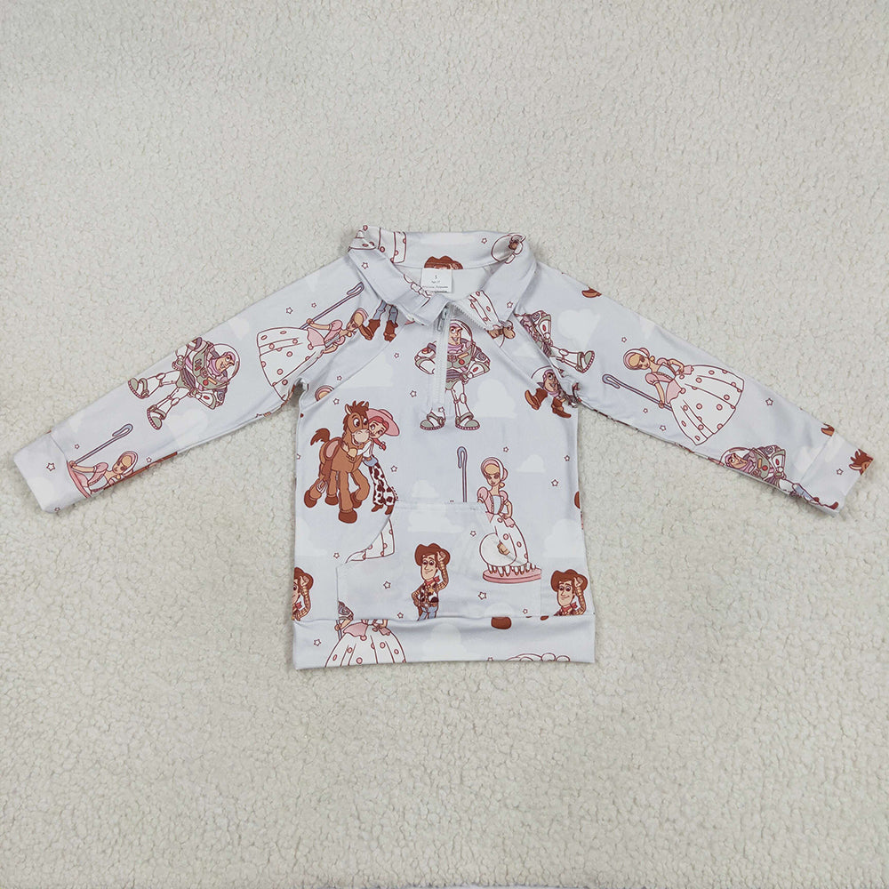 Baby Girls Long Sleeves Cartoon Donkey Zipper Pocket Hoodies Tops