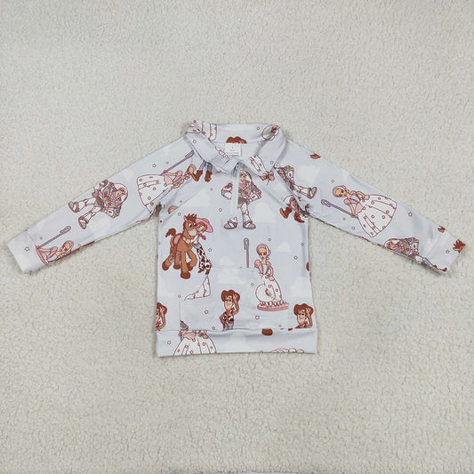 Baby Girls Long Sleeves Cartoon Donkey Zipper Pocket Hoodies Tops