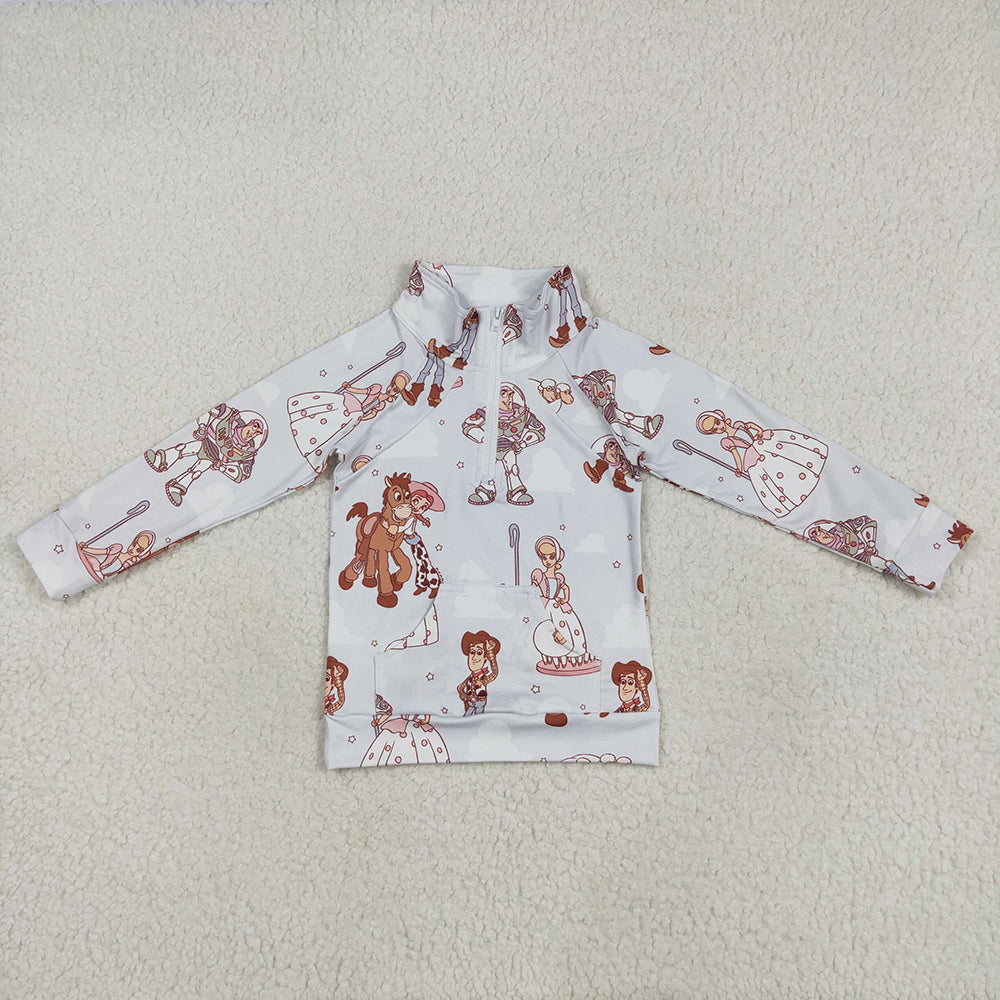 Baby Girls Long Sleeves Cartoon Donkey Zipper Pocket Hoodies Tops