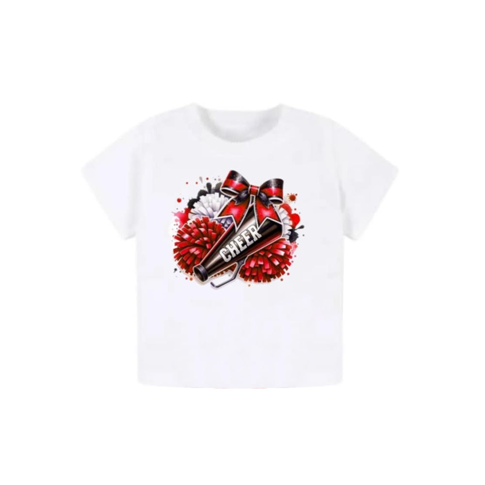 Baby Girls Short Sleeves Bows CHEER Tee Shirts Top Preorder