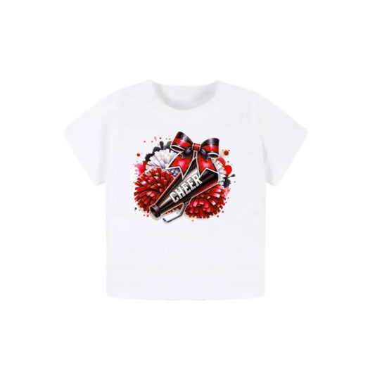 Baby Girls Short Sleeves Bows CHEER Tee Shirts Top Preorder