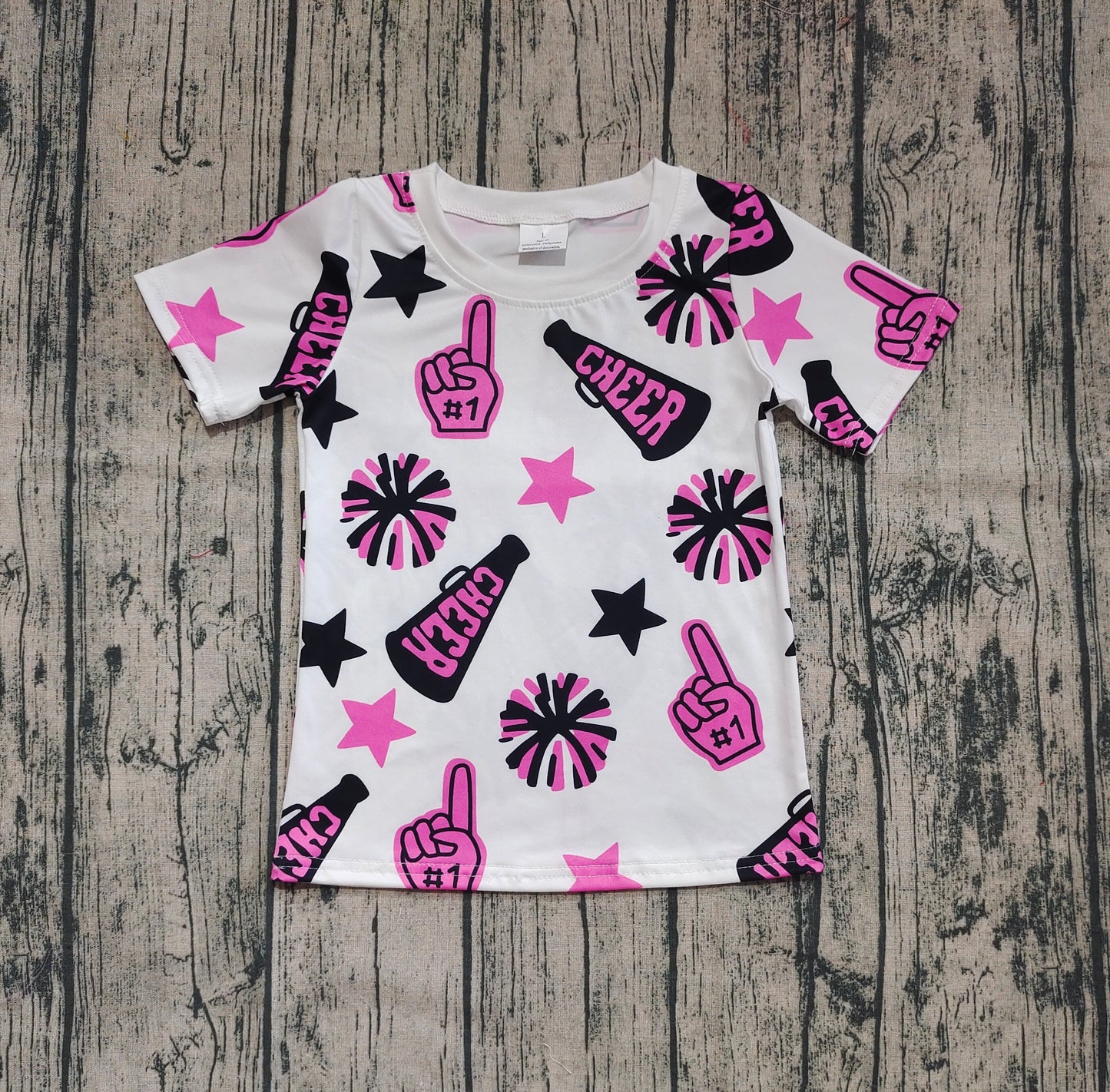 Baby Girls Short Sleeves Pink Firework Stars Tee Shirts Tops