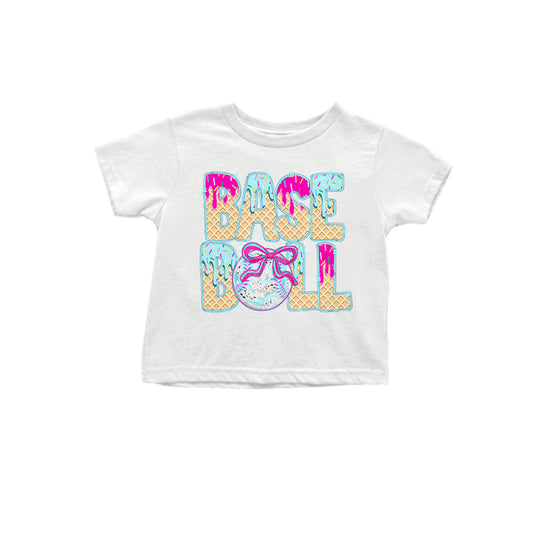 Baby Girls Short Sleeves Ice-cream Drip Baseballs Tee Shirts Top Preorder